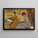 Die Schwestern der Künstlerin Annie und Berta, die Girlanden binden - Albert Edelfelt — gerahmtes Bild an der Wand