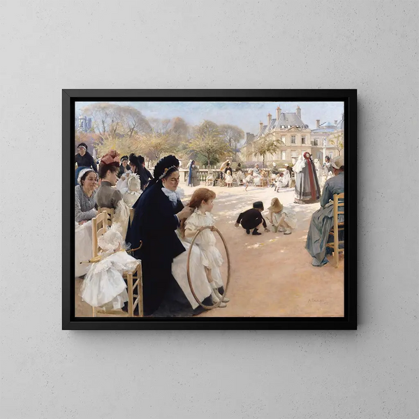 Les jardins du Luxembourg, Paris, 1887 - Albert Edelfelt — gerahmtes Bild an der Wand