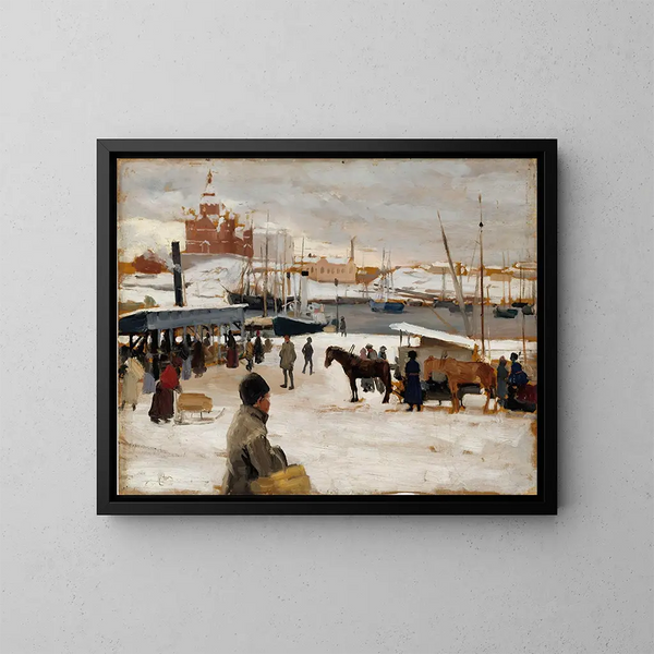 Wintertag auf dem Marktplatz von Helsinki - Albert Edelfelt — gerahmtes Bild an der Wand