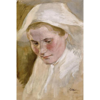 Albert Edelfelt - Womans Head Rehearsal For The Final Sketch Of The Peter Brahe Series.webp