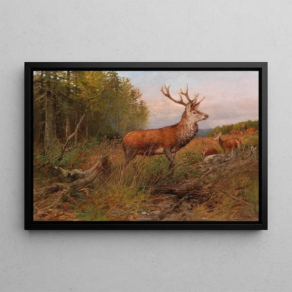 Albert Ernst Mhlig - Red Deer On the Lookout.webp