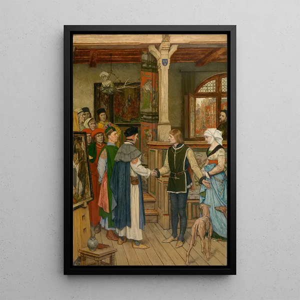 Reproduktion des Gemäldes Die Magistrate besuchen die Werkstatt von Jan van Eyck - Albert Frans Lieven De Vriendt