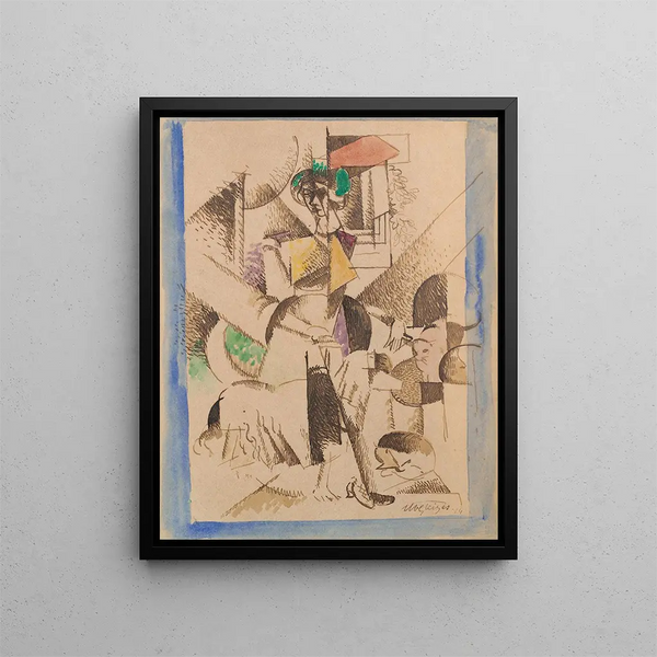 Die Dame mit Tieren Porträt von Madame Raymond Duchamp-Villon - Albert Gleizes — gerahmtes Bild an der Wand