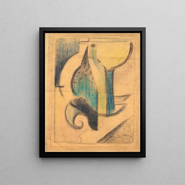 Stillleben mit Flasche Studie - Albert Gleizes — gerahmtes Bild an der Wand
