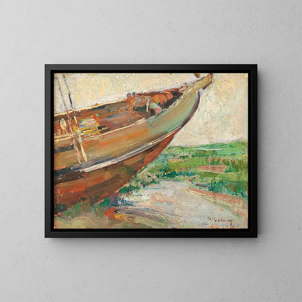 Fischerboot am Strand - Albert Lebourg — gerahmtes Bild an der Wand