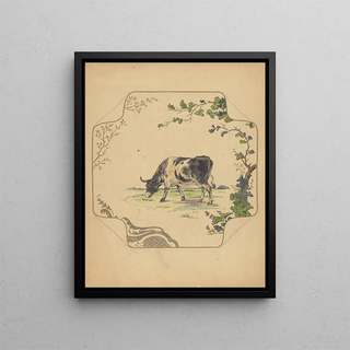 Albert Louis Dammouse - Ontwerp voor bord van het model Square met grazende koe.webp