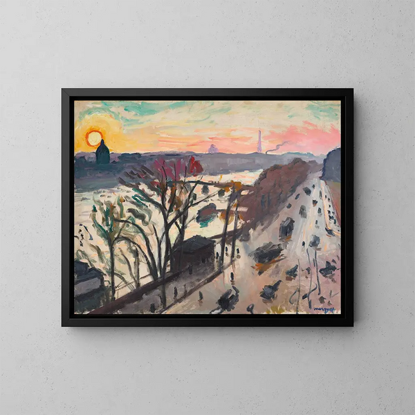 Paris, Quai du Louvre, Soleil d'hiver - Albert Marquet — gerahmtes Bild an der Wand