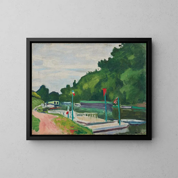 Poissy und die Flaggen - Albert Marquet — gerahmtes Bild an der Wand