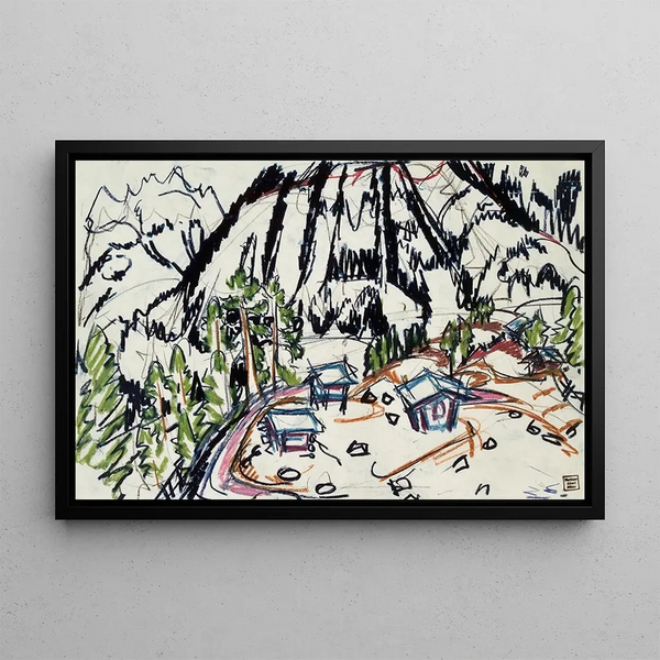 Chalets alpins Frauenkirch - Albert Müller — gerahmtes Bild an der Wand