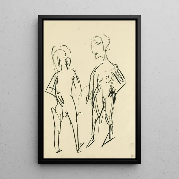 Reproduktion des Gemäldes Skizze figurative zwei Nackte - Albert Müller