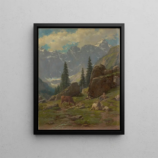 Die Vallée de Brunni in Unterschächen im Kanton Uri - Albert Müller — gerahmtes Bild an der Wand