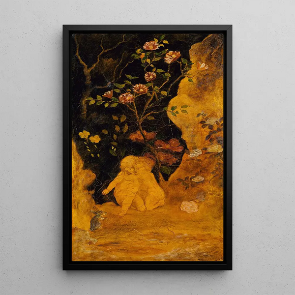 Kinder, die vor einem Hasen erschrecken - Albert Pinkham Ryder — gerahmtes Bild an der Wand
