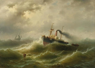 Albert Rieger - Steamboat In A Storm On The North Sea.webp
