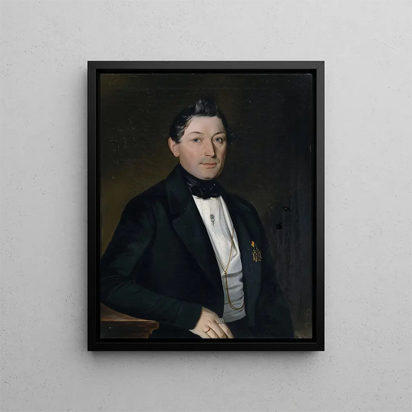 Bildnis eines Herrn im schwarzen Gehrock, mit Orden - Albert Theer — gerahmtes Bild an der Wand
