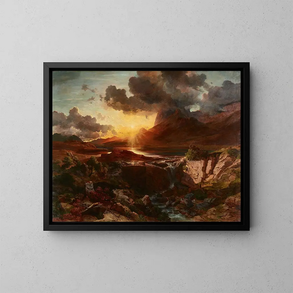Sonnenuntergang am Hintersee bei Berchtesgaden - Albert Zimmermann — gerahmtes Bild an der Wand