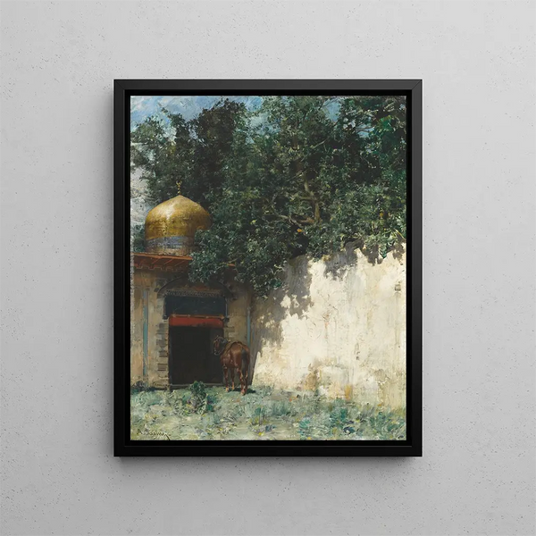 En attendant le retour de ses maîtres - Alberto Pasini — gerahmtes Bild an der Wand