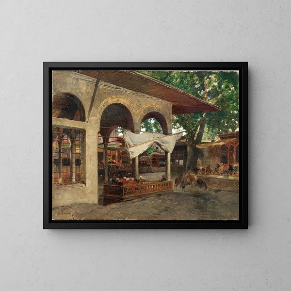 Istanbul unter einem Portikus in Beykoz - Alberto Pasini — gerahmtes Bild an der Wand
