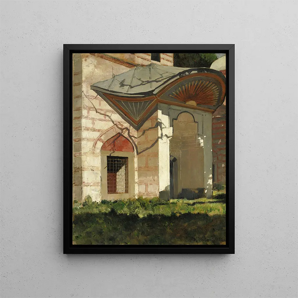 Porte de turbine avec soleil radieux peint - Alberto Pasini — gerahmtes Bild an der Wand