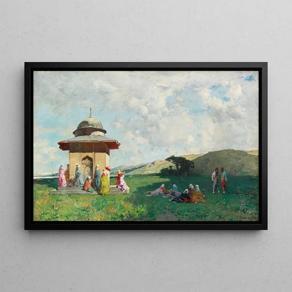 Frauen in türkischer Tracht an einem Heiligtum - Alberto Pasini — gerahmtes Bild an der Wand