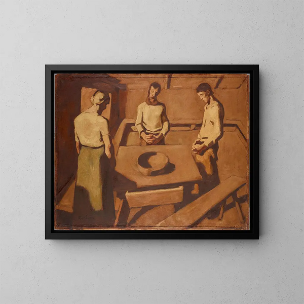Das Gebet des Tisches - Albin Egger-Lienz — gerahmtes Bild an der Wand