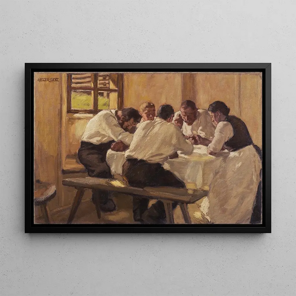 Frühstück Die Suppe Version II - Albin Egger-Lienz — gerahmtes Bild an der Wand