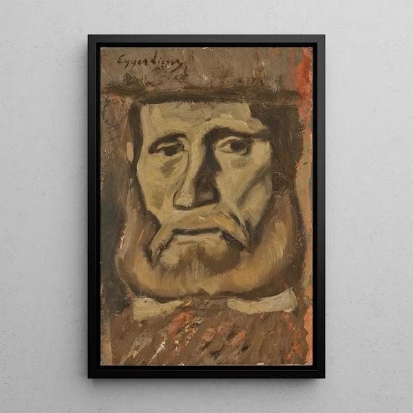 Portrait eines Bauern Studienkopf für den Bauern im Stehen im Gemälde Generationen Die Familie - Albin Egger-Lienz — gerahmtes Bild an der Wand