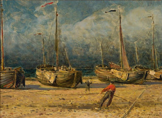 Bateaux de pêche au bord de la mer - Aleksander Gierymski — Ansicht des Kunstwerks