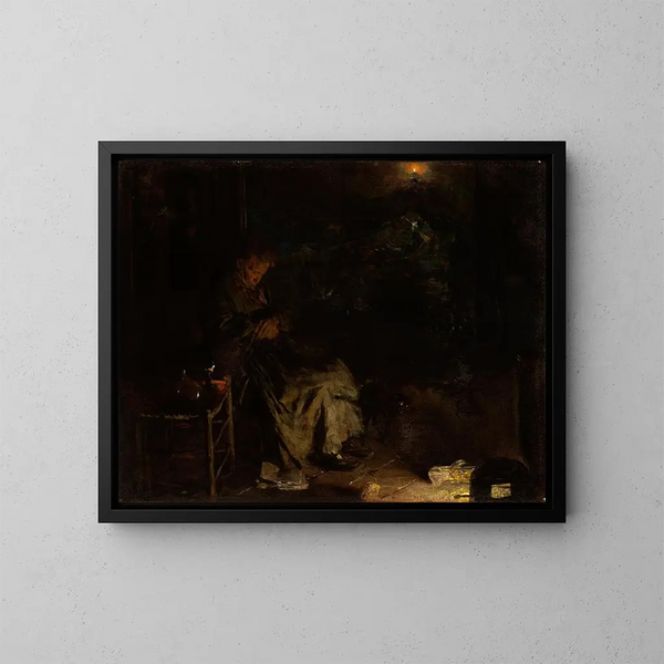 Alte Frau, die auf einen toten Körper wacht I - Aleksander Gierymski — gerahmtes Bild an der Wand