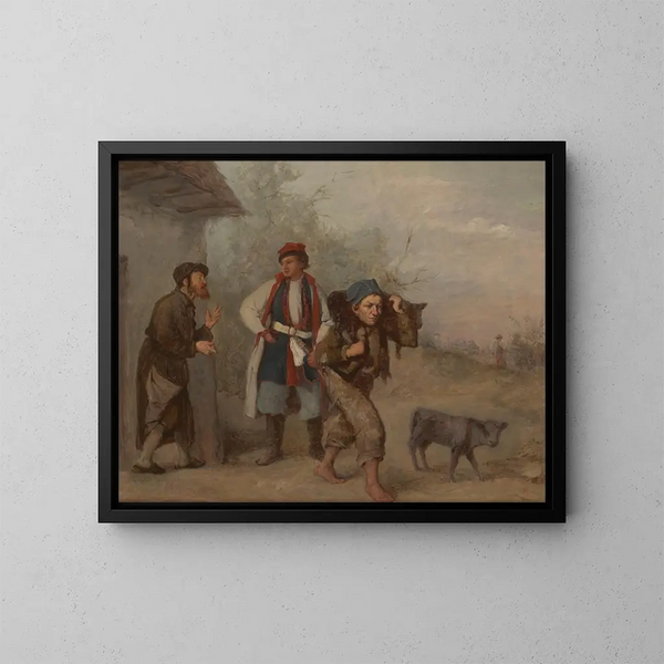 Verhandlung um ein Kalb - Aleksander Kotsis — gerahmtes Bild an der Wand