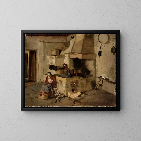 Kücheninterieur-Gemälde - Aleksander Kotsis — gerahmtes Bild an der Wand