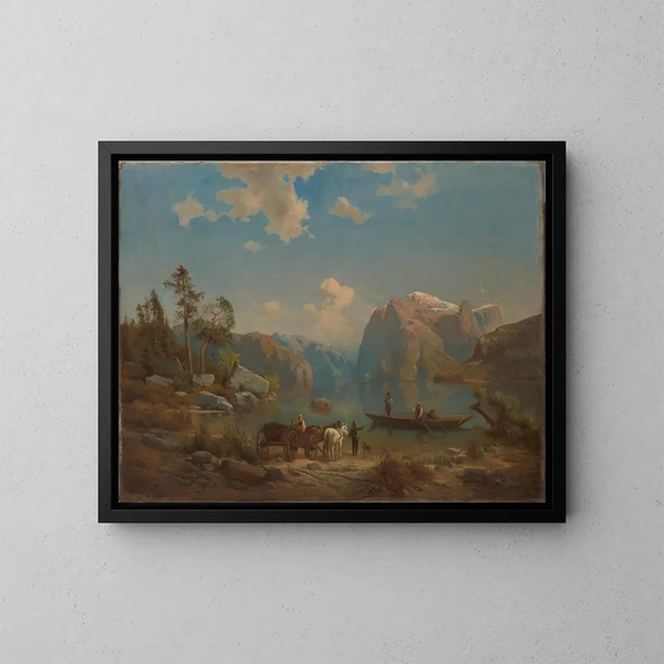 Landschaft mit Bergsee - Aleksander Kotsis — gerahmtes Bild an der Wand