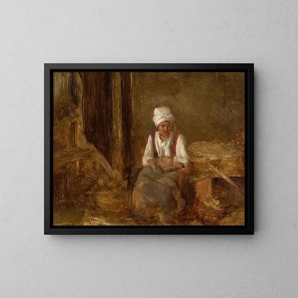 Alte Frau im Inneren - Aleksander Kotsis — gerahmtes Bild an der Wand