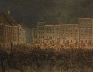Aleksander Lesser - Patriotic manifestation at the square of the Old Town in 1861.webp