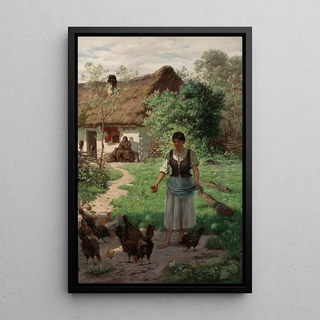 Aleksander Mroczkowski - Village girl feeding hens.webp