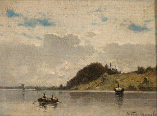 Landschaft am See und Fluss - Aleksander Swieszewski — Ansicht des Kunstwerks