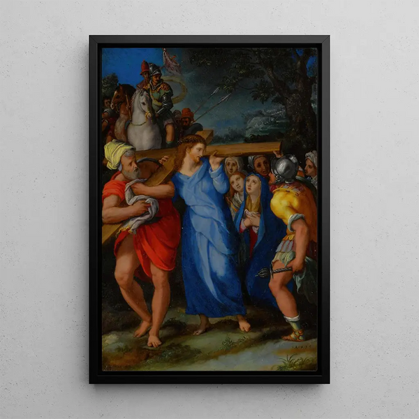 Der Christus tragend das Kreuz - Alessandro Allori — gerahmtes Bild an der Wand
