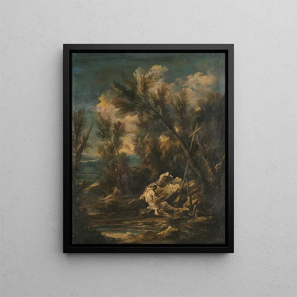 Moines Chartreux in einer Landschaft - Alessandro Magnasco — gerahmtes Bild an der Wand