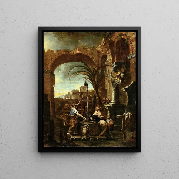 Der Christus und die Samariterin - Alessandro Magnasco — gerahmtes Bild an der Wand