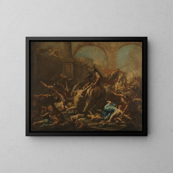 Massaker der Unschuldigen - Alessandro Magnasco — gerahmtes Bild an der Wand