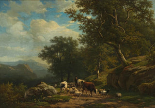 Alexander Joseph Daiwaille - Landscape with a Peasant and His Flock.webp