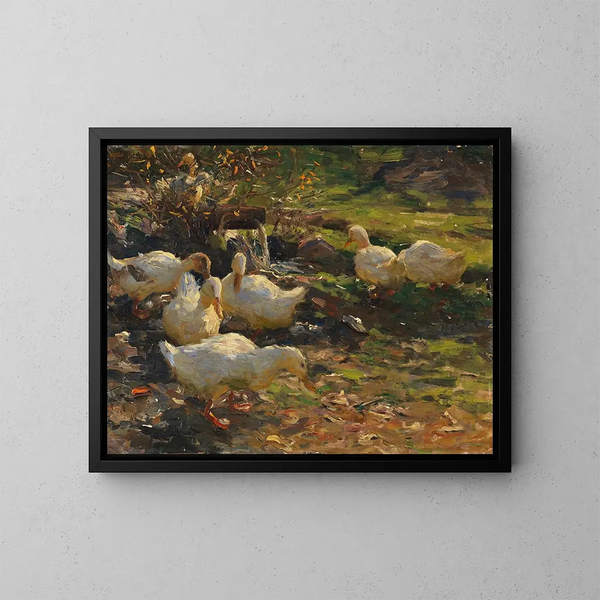 Ente am Wasserufer - Alexander Koester — gerahmtes Bild an der Wand
