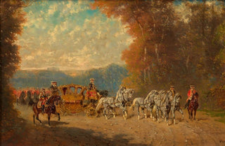 Alexander Von Bensa - Ausfahrt eines Hofgalawagens mit Garde.webp