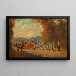 Alexander Von Bensa - Ausfahrt eines Hofgalawagens mit Garde.webp