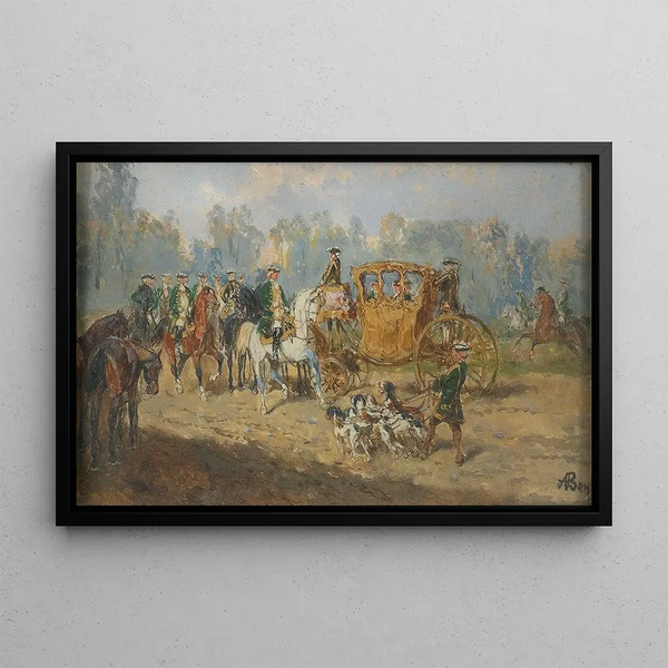 Die Jagdpartie - Alexander von Bensa — gerahmtes Bild an der Wand