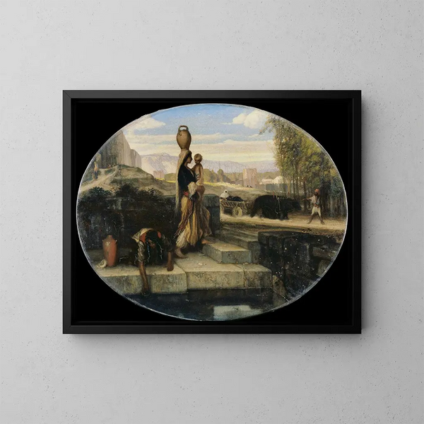 Frauen im Orient an einem Brunnen - Alexandre-Gabriel Decamps — gerahmtes Bild an der Wand
