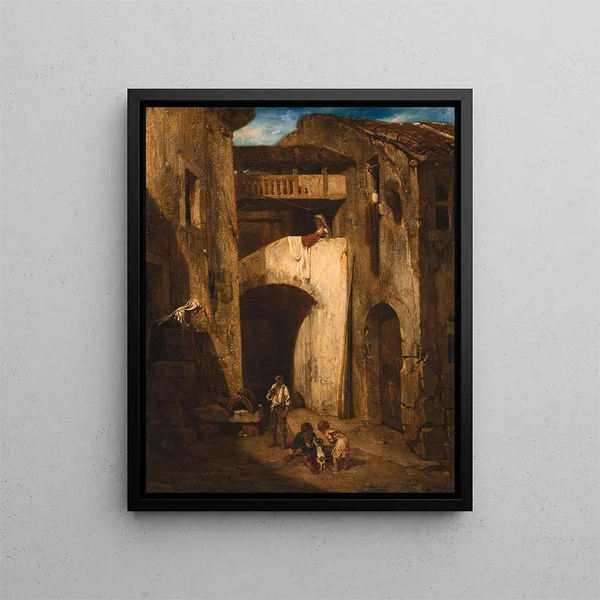 Italienischer Platz - Alexandre-Gabriel Decamps — gerahmtes Bild an der Wand