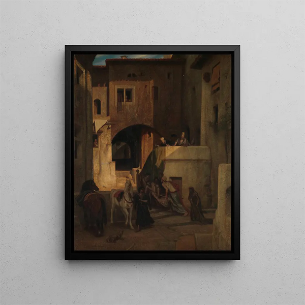 Der gute Samariter - Alexandre-Gabriel Decamps — gerahmtes Bild an der Wand