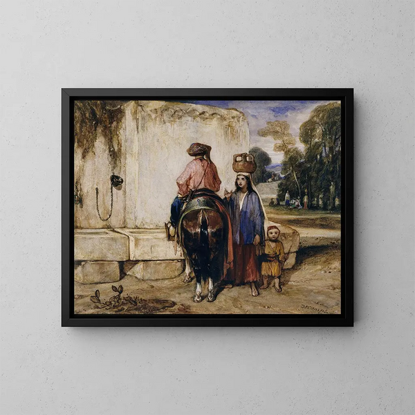 Der Trinkplatz - Alexandre-Gabriel Decamps — gerahmtes Bild an der Wand