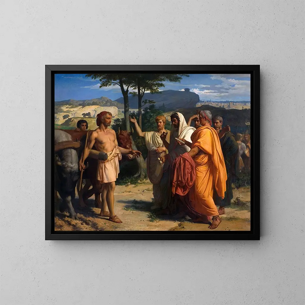 Cincinnatus empfängt die Botschafter Roms - Alexandre Cabanel — gerahmtes Bild an der Wand