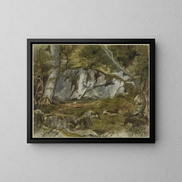 Wald mit Felsen - Alexandre Cabanel — gerahmtes Bild an der Wand